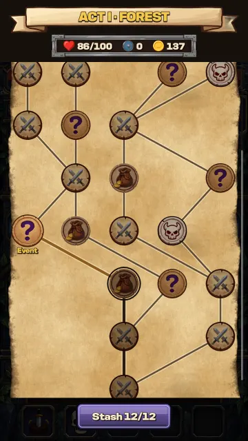 The branching map of Act I, the Forest