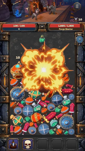 A bomb merge explodes in the Vanguard's pit against the Forge Master