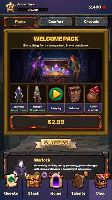 The crystal shop and its welcome pack
