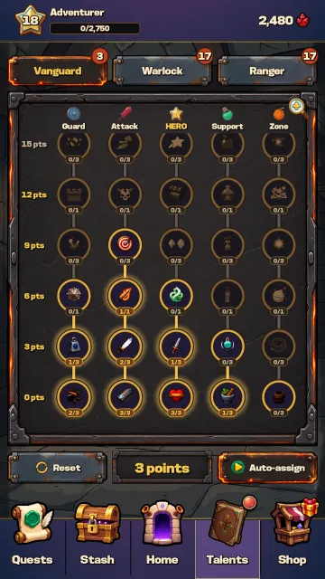 The Vanguard's talent tree